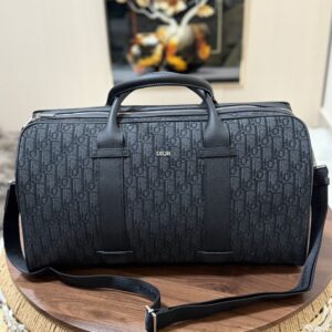 Dior Oblique Jacquard And Grained Calfskin Travel Duffel Bag