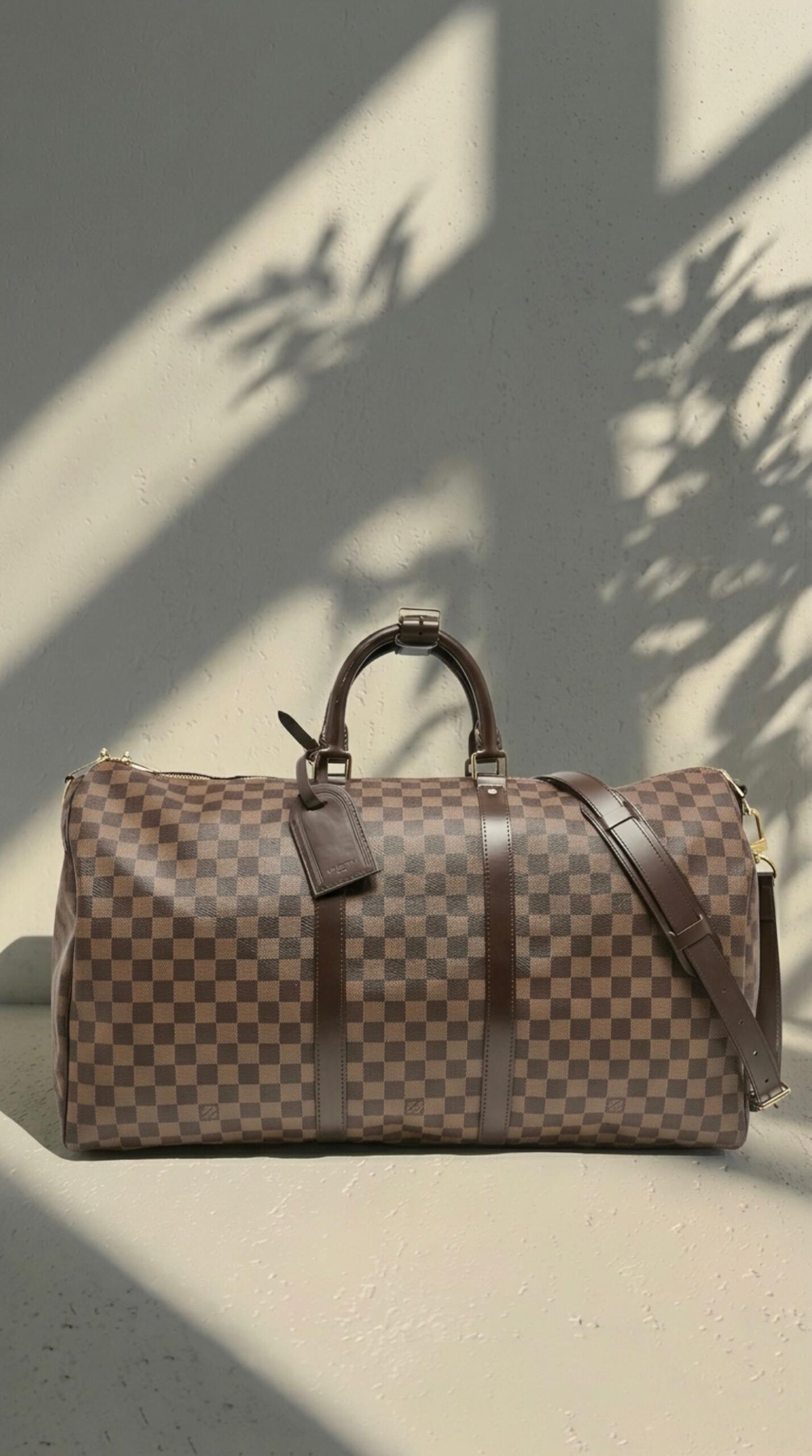 Louis Vuitton Damier Ebene Keepall Bandoulière Duffel Bag